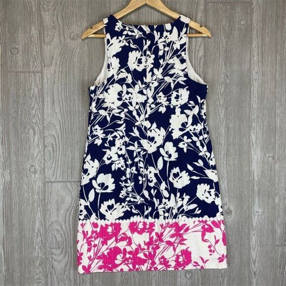 Eliza J Floral Embroidered Lace Trim V-Neck Sleeveless Sheath Dress | Size 4 - Picture 3 of 14